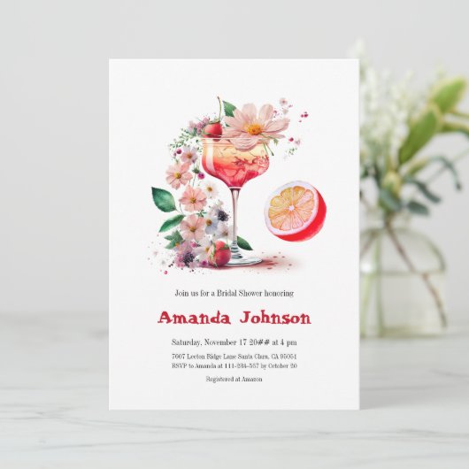 Aperol Spritz Cocktail Citrus Orange Brautparty Einladung (Stehend Vorderseite)