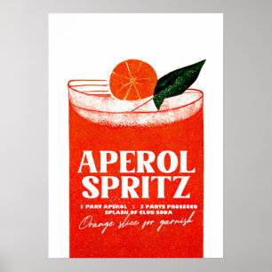 Aperol Spritz Cocktail große Orangenglas Poster