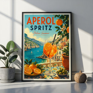 Aperol Spritz Cocktail Italienische Sommer Wandkun Poster
