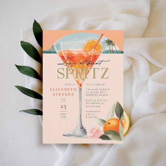 Aperol Spritz Cocktail Orange Chic Brautparty Einladung