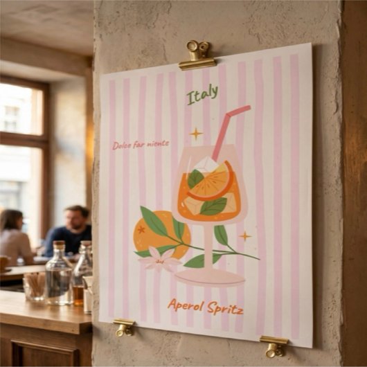 Aperol Spritz Cocktail Poster