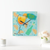 Aperol Spritz Cocktail Quadratische Wanduhr (Zuhause)