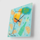 Aperol Spritz Cocktail Quadratische Wanduhr (Winkel)