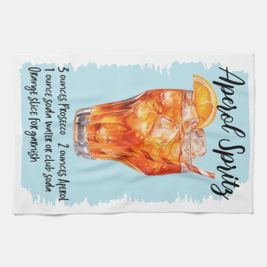 Aperol Spritz Cocktail Rezept Geschirrtuch (Horizontal)