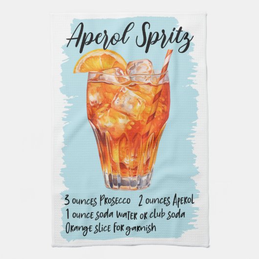 Aperol Spritz Cocktail Rezept Geschirrtuch (Vertikal)