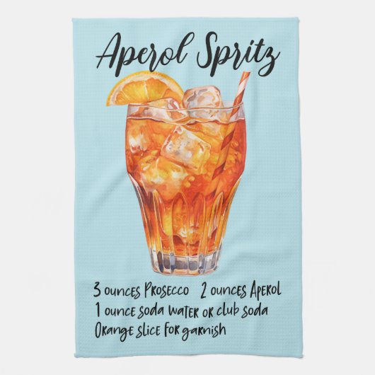 Aperol Spritz Cocktail Rezept Geschirrtuch (Vertikal)