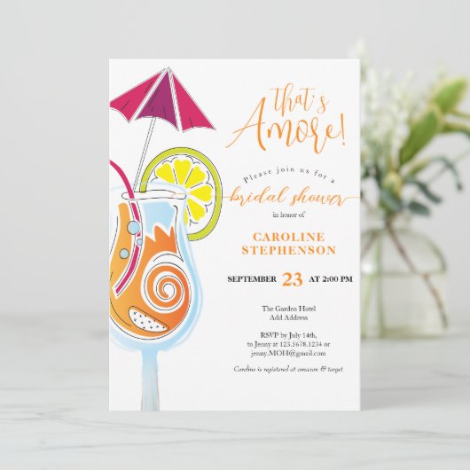 Aperol Spritz Cocktail Simple Script Brautparty Einladung (Stehend Vorderseite)