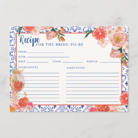 Aperol Spritz, das auf Brautparty Rezept Begleitkarte (Vorderseite)