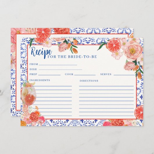 Aperol Spritz, das auf Brautparty Rezept Begleitkarte (Vorne/Hinten)