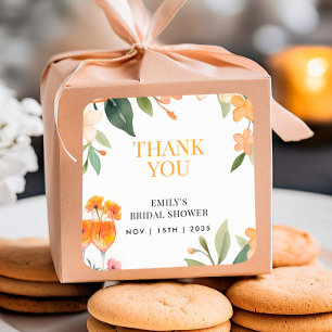 Aperol Spritz Floral Brautparty-Aufkleber Quadratischer Aufkleber