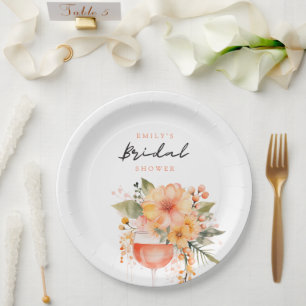 Aperol Spritz Floral Brautparty Pappteller