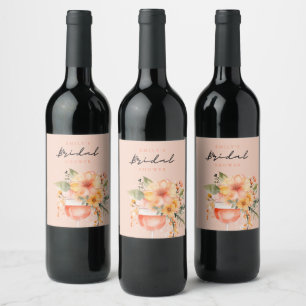 Aperol Spritz Floral Brautparty Weinetikett