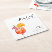 Aperol Spritz Floral Bridal Dusche Einladung Rechteckiger Pappuntersetzer (angewinkelt)