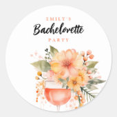 Aperol Spritz Floral Junggeselinnen-Abschied Runder Aufkleber (Vorderseite)