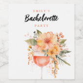 Aperol Spritz Floral Junggeselinnen-Abschied Weinetikett (Einzelnes Label)