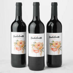 Aperol Spritz Floral Junggesellinnenabschied Weinetikett