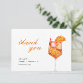 Aperol Spritz Floral Watercolor Brautparty Dankeskarte (Stehend Vorderseite)