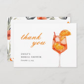 Aperol Spritz Floral Watercolor Brautparty Dankeskarte (Vorne/Hinten)