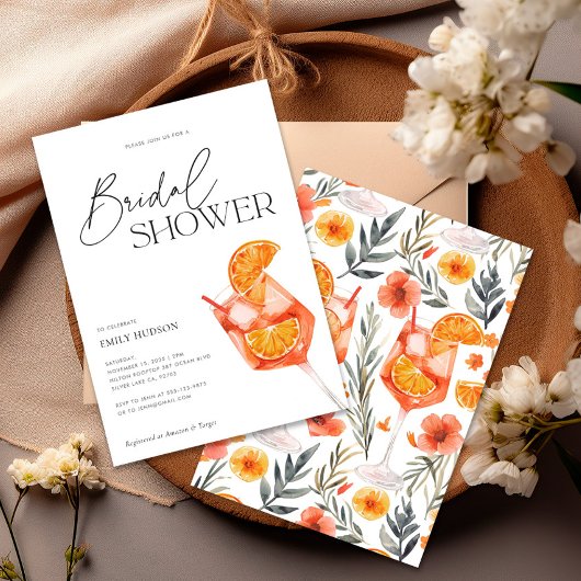 Aperol Spritz Floral Watercolor Brautparty Einladung