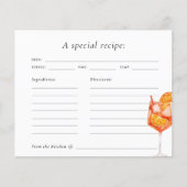 Aperol Spritz Floral Watercolor Bridal Rezept Card (Vorderseite)