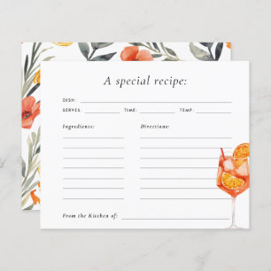 Aperol Spritz Floral Watercolor Bridal Rezept Card