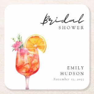 Aperol Spritz Florale Hochzeitsparty Rechteckiger Pappuntersetzer