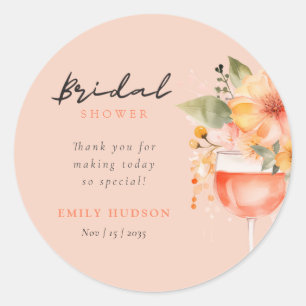 Aperol Spritz Florale Hochzeitsparty Runder Aufkleber