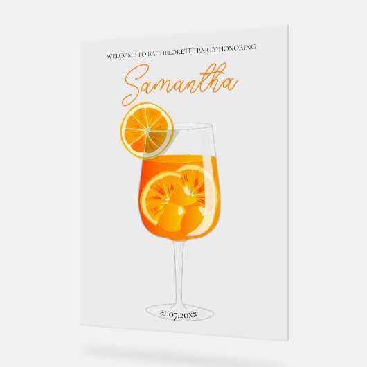 Aperol Spritz Junggeselinnen-Abschied Willkommen Acrylschild (Winkel)