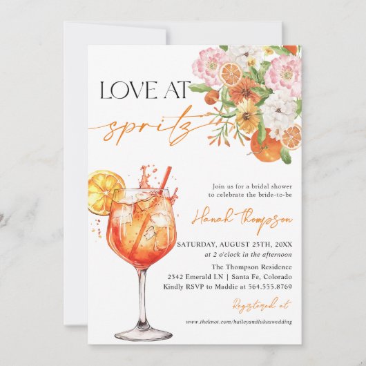 Aperol Spritz, Liebe beim ersten Spritz-Brautparty Einladung (Vorderseite)