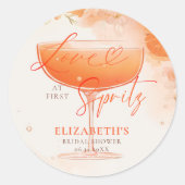 Aperol Spritz Liebe Zitrus Blumen Hochzeitsbrunch Runder Aufkleber (Vorderseite)
