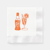 Aperol Spritz Lino Design Cocktail Party Napkin Serviette (Vorderseite)