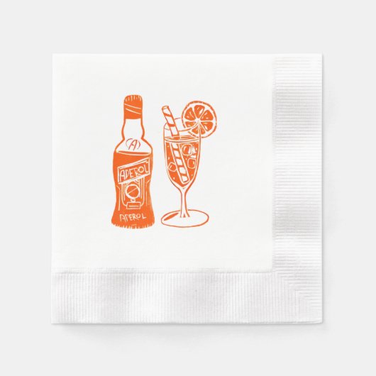 Aperol Spritz Lino Design Cocktail Party Napkin Serviette (Vorderseite)