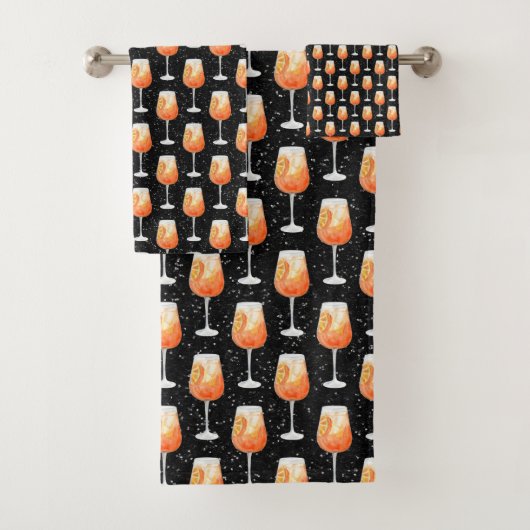 Aperol Spritz Muster Badhandtuch Set (Insitu)