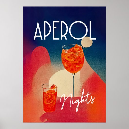 Aperol Spritz Nights Retro Cocktail Poster (Vorne)