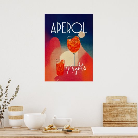 Aperol Spritz Nights Retro Cocktail Poster (Küche)