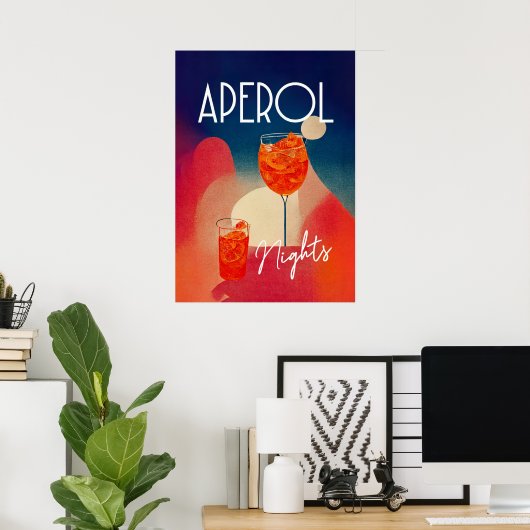 Aperol Spritz Nights Retro Cocktail Poster (Heimbüro)