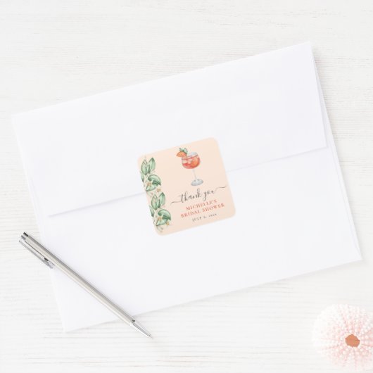 Aperol Spritz Orange Brautparty Quadratischer Aufkleber (Umschlag)