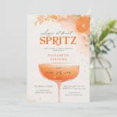 Aperol Spritz Orange Floral Cocktail Brautparty Einladung (Stehend Vorderseite)