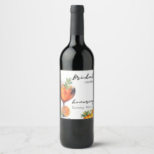 Aperol Spritz Orange Moderne Brautparty Weinetikett