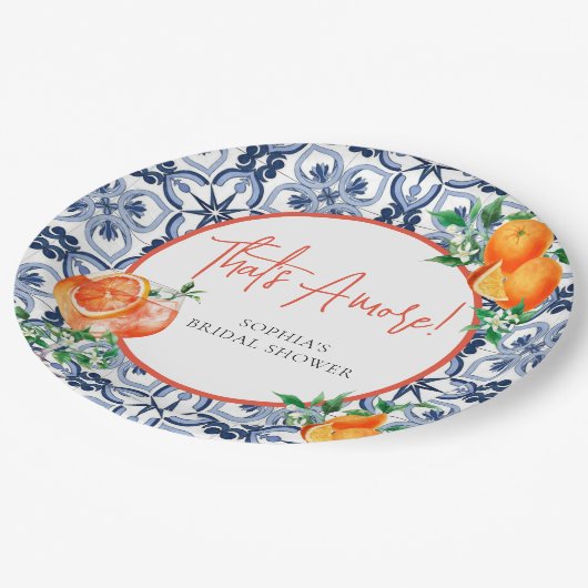 Aperol Spritz Orange Positano Brautparty Pappteller (Schrägansicht)