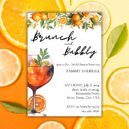 Aperol Spritz Orange Wasserfarbe Brunch und Bubbly Einladung