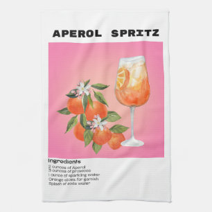Aperol Spritz PInk Orange Blume Markt Art Print Geschirrtuch