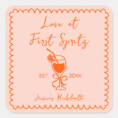 Aperol Spritz Playful Chic Hand Drawn Bachelorette Quadratischer Aufkleber (Vorderseite)