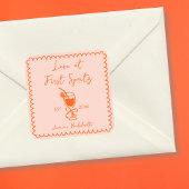 Aperol Spritz Playful Chic Hand Drawn Bachelorette Quadratischer Aufkleber