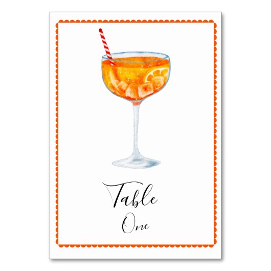 Aperol Spritz Tischnummernkarte Tischnummer (Vorderseite)
