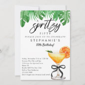 Aperol Spritz Tropischer Cocktail Chic 50. Geburts Einladung (Vorderseite)