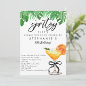 Aperol Spritz Tropischer Cocktail Chic 50. Geburts Einladung (Stehend Vorderseite)
