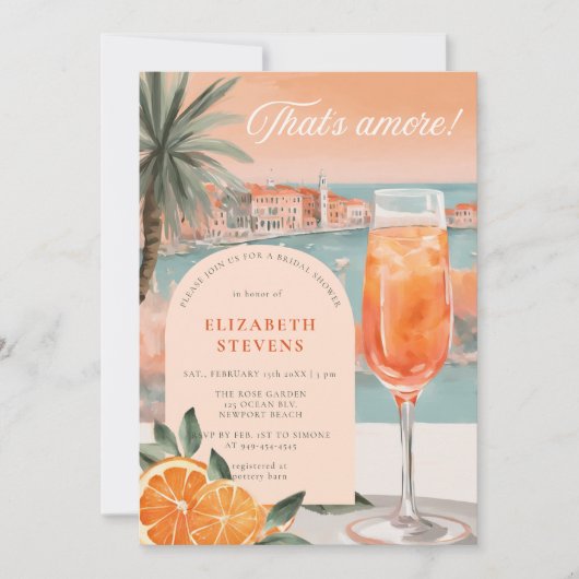 Aperol Spritz Venice Summer Chic Brautparty Einladung (Vorderseite)