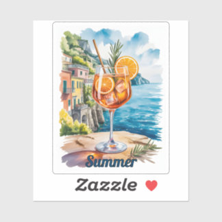 Aperol Spritz Wasserfarben Italienische Küste Posi Aufkleber