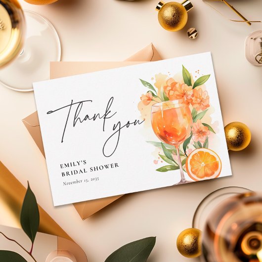 Aperol Spritz Watercolor Brautparty Dankeskarte